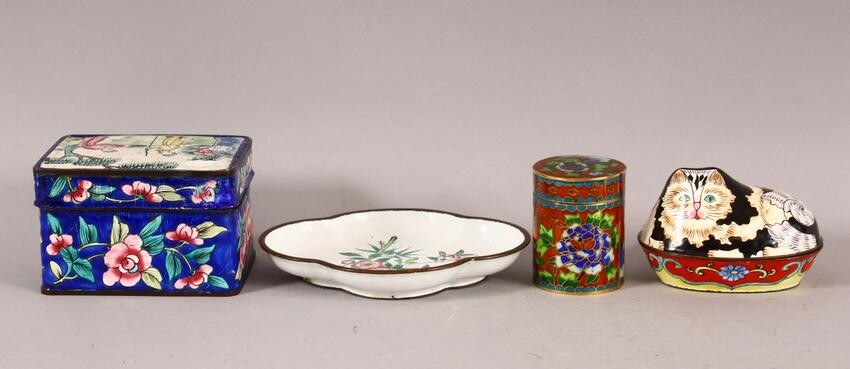 FOUR CHINESE ENAMELLED ITEMS, comprising of two