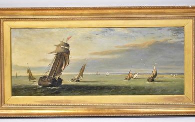 FREDERICK CALVERT (1785-1845); oil on canvas, expansive seascape with various...