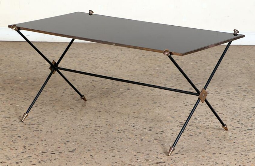FRENCH DIRECTOIRE STYLE IRON BRASS COFFEE TABLE