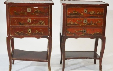 Fine Pair French Chinoiserie Decorated Side Tables