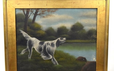 Folk Art Hunting Dog Painting