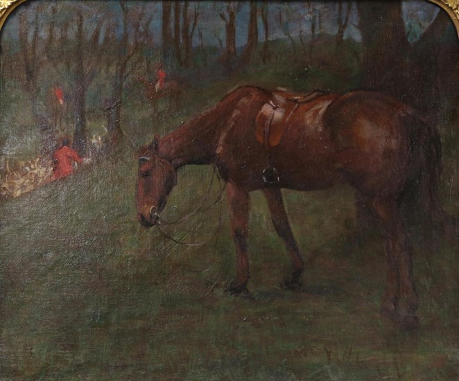 Follower of William Joseph Shayer (1811-1891) Hunting scene with dismounted...