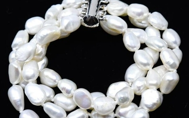 Four Strand Hand Knotted Baroque Pearl Bracelet