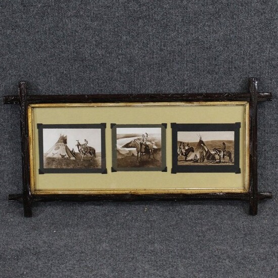 Framed Triptych Native American Indian Life Prints