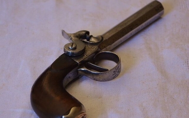 France - 1830 - Magnifique pistolet à percussion TYPE OFFICIER - réservoir à amorces - chien extérieur - ressort - Pistol - 12mm cal