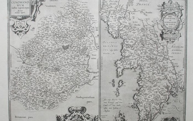 France, Normandië, Maine, Bretagne; A. Ortelius - Cenomanorum Galliae regionis typus. / Britanniae, et Normandiae Typus - 1581-1600