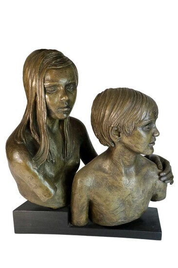 Francis Roe (British 20th Century) Sculpture of Two Children