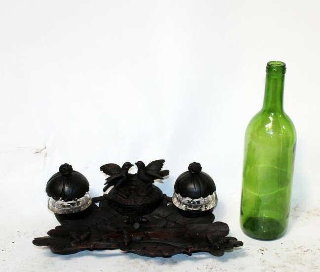 French Black Forest inkwell with birds