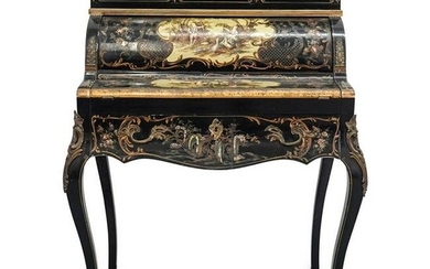 French Chinoiserie Roll Top Desk