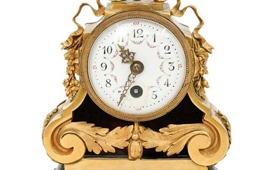 French Dore Bronze & Lapis Desk Clock