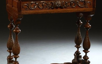 French Henri II Style Carved Walnut Console Table, c.