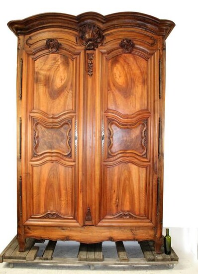French Provincial 18th c double dome top armoire