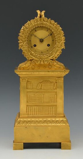 French gilded "Library" mantle clock, 19th c.
