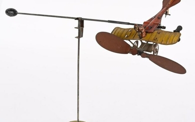 GERMAN TIN WINDUP FLYING BLERIOT AIRPLANE
