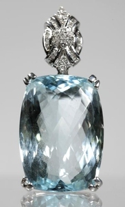 GIA Certified; Aquamarine Diamond Pendant 65.17ct