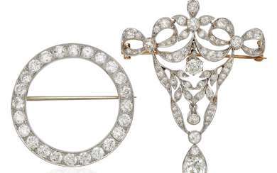 GROUP OF DIAMOND BROOCHES