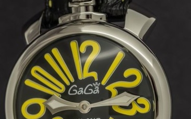 GaGà Milano - Mechanical Manuale 48MM Black and Yellow- 5010.12S - Unisex - BRAND NEW