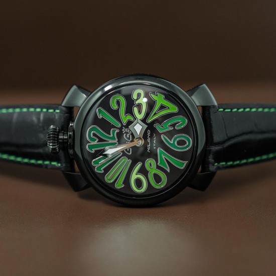 GaGà Milano - Watch Manuale 40mm Black PVD Green - 5022 - Unisex - BRAND NEW
