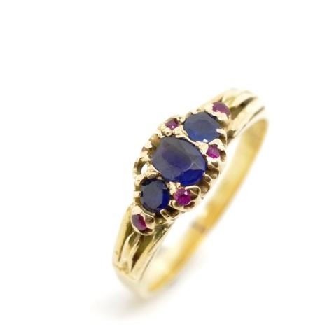 Gemstone and 18ct yellow gold ring ,marked 18ct pall. A/F to...