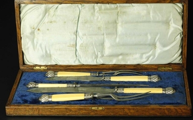 Genuine late Victorian 5-piece meat carving set by Allen & Darwin, Sheffield, circa 1890