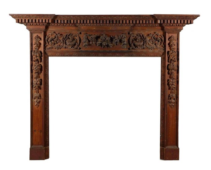 *George II carved pine fireplace surround
