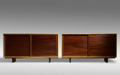 George Nakashima, Rare Sliding Door cabinets, pair