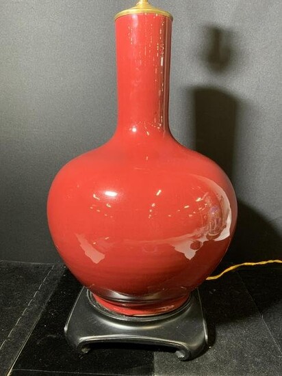 Glazed Ceramic Oxblood Tabletop Lamp