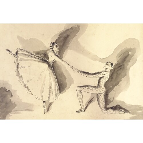 Gluck, ink and wash, dancers, signed and dated 1941, 9.5" x ...
