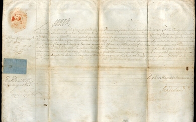 Great Britain Queen Anne 1708 military appointment document on vellum appointing Simon Parry as...