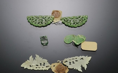 Group of 7 Jade and Jadeite Plaques, Qing Dynasty