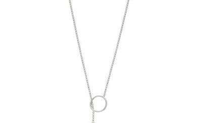 Gucci 18K White Gold 20mm Lariat Necklace