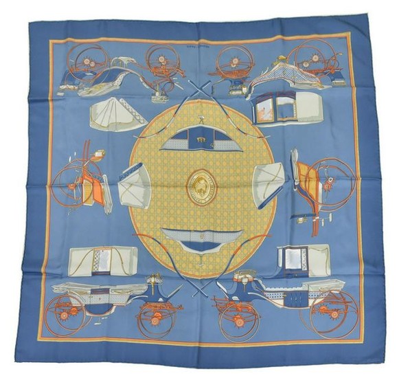 HERMES SILK SCARF, 'LES VOITURES A TRANSFORMATION'