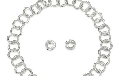 H.Stern Diamond Pave Circle Earrings and Necklace Set