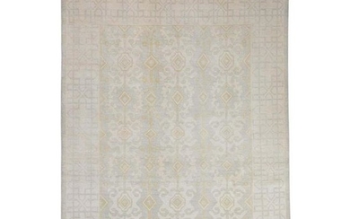 Hand Knotted Pure Wool White Wash Peshawar Oriental Rug