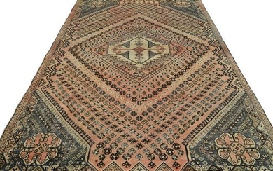 Handmade Geometric Tribal Semi Antique 6X8 Distressed Oriental Rug Wool Carpet