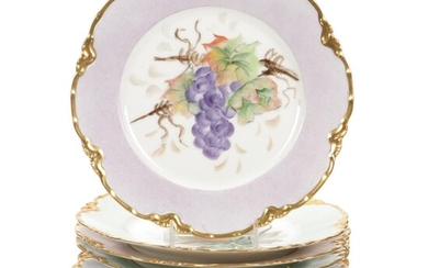Haviland Hand-Painted Fruit Themed Porcelain Plates