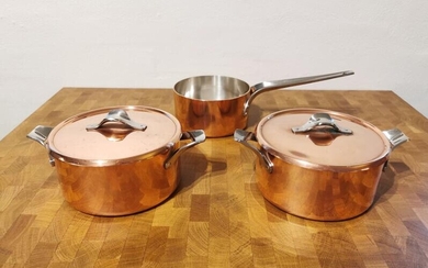 SOLD. Henning Koppel: “Taverna” Three pieces of copper cookware, the insides silver lined. Georg Jensen. – Bruun Rasmussen Auctioneers of Fine Art