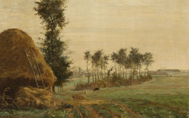 Henri ROUART (1833-1912) Paysage à la meule Huile sur toile Signée en bas à droite...