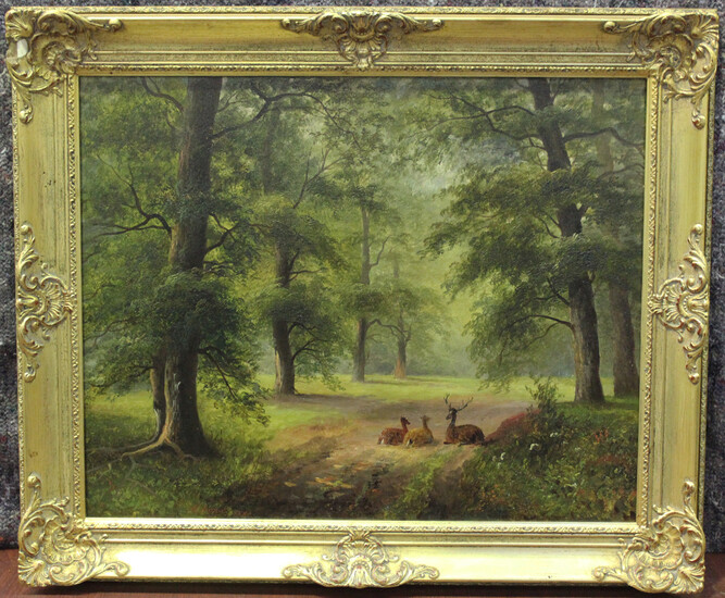 Herbert Bond - 'Scene in Sherwood Forest', oil on canvas, signed and dated 1880 recto, tit
