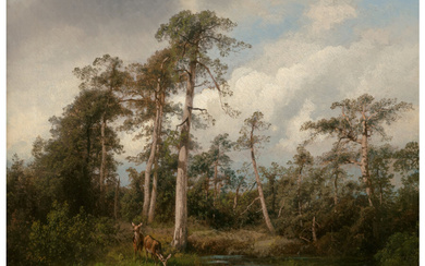 Hermann Herzog (1832-1932), Deer in Gulph Hummock