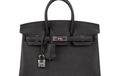 Hermes Birkin 25 Bag Black Palladium Hardware Togo
