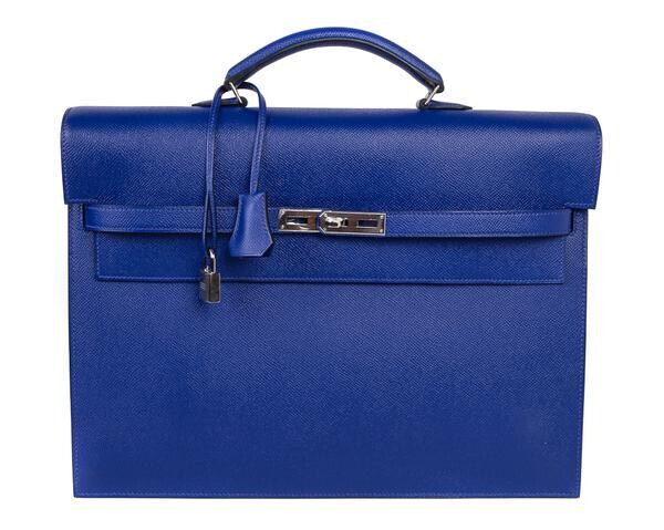 Hermes Kelly Depeche 38 Briefcase Rare Electric Blue