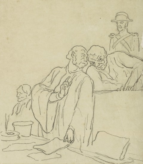 Honoré Daumier (1808-1879), Une cause criminelle (Scène de tribunal—Un bon conseil)
