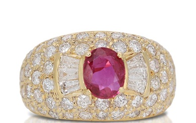 IGI Certificate - 1.96 total carat of ruby and diamonds - Ring Yellow gold Ruby - Diamond