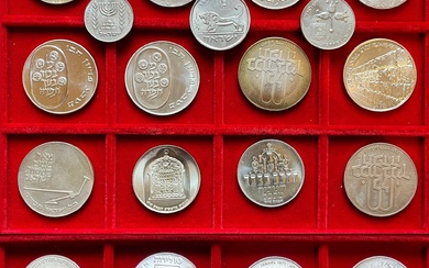 ISRAËL. Lot de dix-neuf pièces. Monnaie mixte d'Israël des années 1960-1970. Principalement des spécimens en...