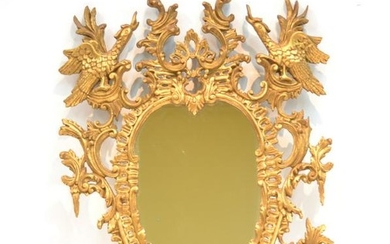 ITALIAN CARVED GILTWOOD MIRROR WITH BIRDS