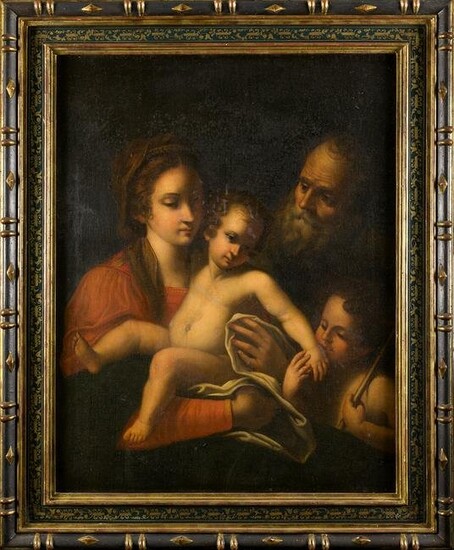 ITALIAN SCHOOL (17th century) "Holy Family with Saint