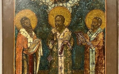 Icon, Three holy bishops - Wood - Mid 19th century