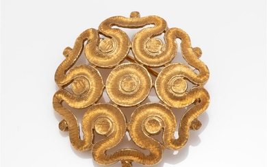 Ilias LALAoUNIS 18k Yellow Gold octopus brooch, Diameter 3.5cm, wt....