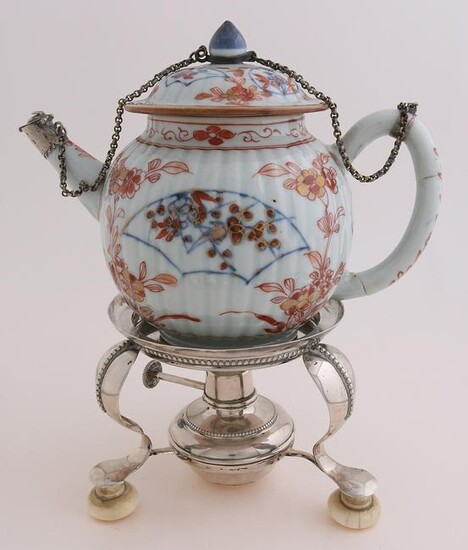Imari teapot with silver
